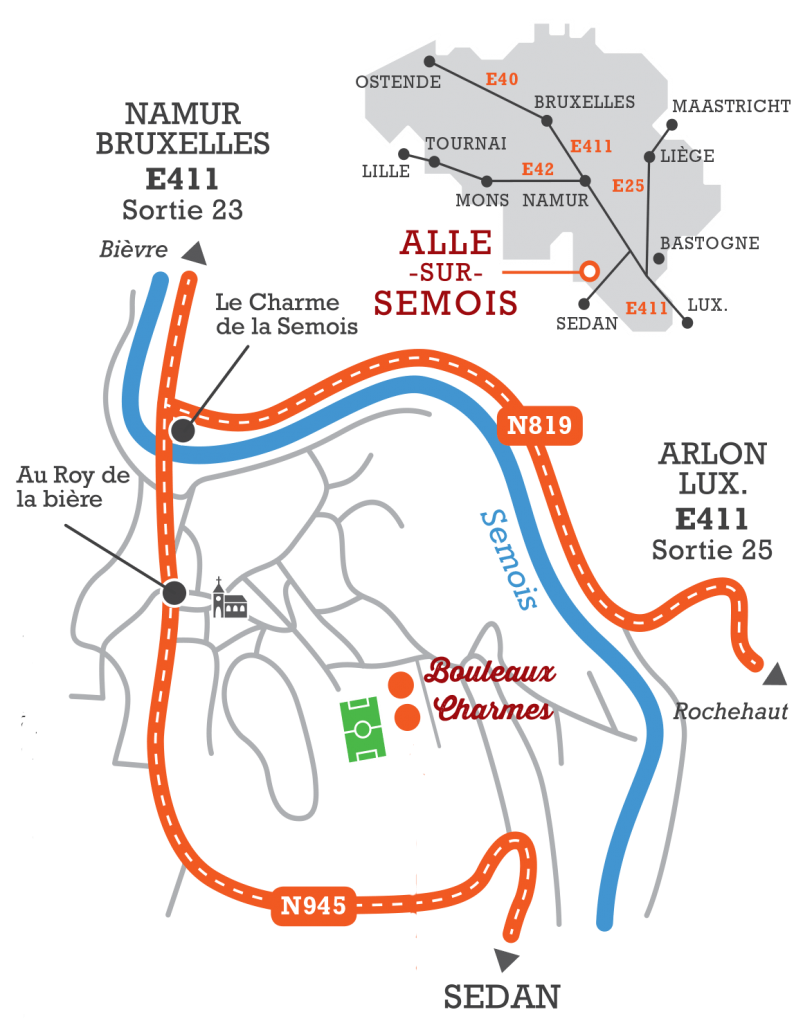 Plan d acces Chalets des Ardennes à Alle-sur-Semois